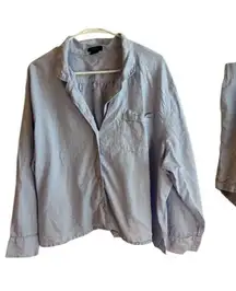 J.Crew Light Blue Button-Up Pajama Set Long Sleeve Top And Shorts 3X