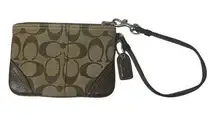 Coach  brown/tan wristlet coin purse