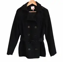 Bongo Wool Pea Coat Black Size XL