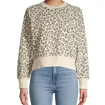 Frame Women's Animal Print Sweatshirt Leopard Distressed Hem Size XS