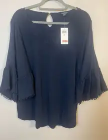Ralph Lauren Dark Blue Blouse with Bell Sleeves