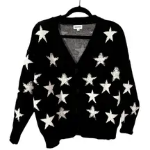 Super Down Karol Star Cardigan in Black and White Boucle Knit‎ Size Small