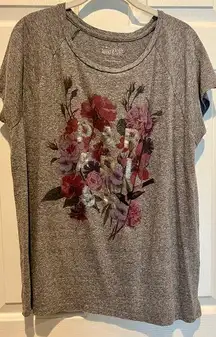 Lucky Brand t shirt - Paradise - floral - gray silver - size XL