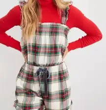 Aerie Flannel Pajamas Romper Size Medium. Red, green, yellow, and white plaid