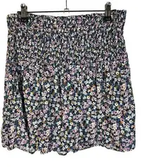 Arizona Purple & Blue Ditsy Floral Smocked Mini Skirt M