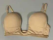 Beige Tan Nude V-Neck Deep Plunge Bra Bralette Bustier Brassiere Lingerie Size 34D 🤎