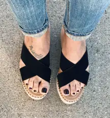 Black Espadrille Wedge Sandal