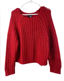 KUT from the Kloth Valerie Medium Red Chunky Oversized Knit Holiday Sweater