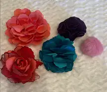 Colorful Floral Hair Accessories Set or lapel pins