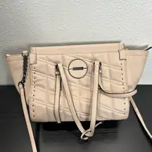 Calvin Klein Pink Beige Blush Shoulder Bag Purse Quilted Tote