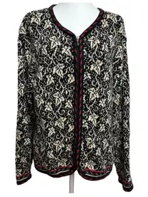 Vtg Coldwater Creek Full Zip Knit Cardigan Sweater Womens XL Grandma Nordic