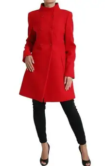 Liu Jo Red Wool Double Breasted Long Sleeves Trench Coat Jacket Sz IT48 | XL US