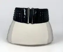 Womens Y2K BCBGMAXAZRIA Elastic Waist Belt thick Black Shiny