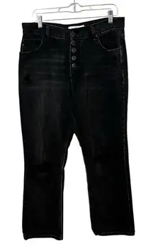 KanCan Women's High-Rise Black Button Fly Straight Jeans Size 31
