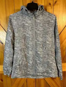 New Balance Jacket Womens Gray Heathered Zip Hooded Size Large (0328)