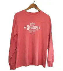 Stussy Athletics Vintage Crown Logo Boxy Oversized Sweatshirt Coral White Small