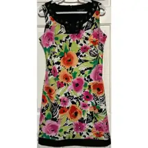 Perceptions New York Women's Pink Green Black‎ Floral Sleeveless Dress Size 6