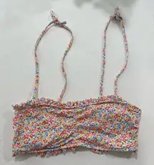 Hollister Smocked Floral Bikini Top | Ruffle Tie-Strap Swim | Size L