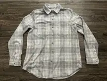 Faherty Legend Sweater Shirt Shacket Winter Clouds Plaid Size S Cabin Flannel