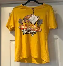 Free People Daydreamer The Beach Boys Yellow Graphic Band Tee NWT Size small