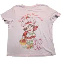 Strawberry Shortcake Pink Graphic Tee XXL Vintage Style Cartoon Retro Kawaii
