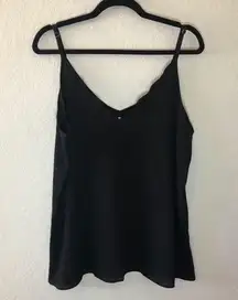 Space 46 Tank Top Black Scalloped Edge V Neck Tank Camisole Sz XXXL BNWOT