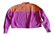 bar iii Color Block Mock Neck Sweater Ribbed Knit Pullover Top Large