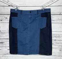 Glamour X Lane Bryant Size 24 Blue Colorblock Denim Jean Straight Pencil Skirt