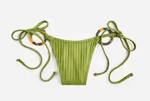 J. Crew Wide-Rib Curved Waist String Bikini Rings Green S Small NWT