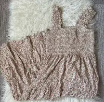 Aerie Floral Smocked Pleated Midi Dress