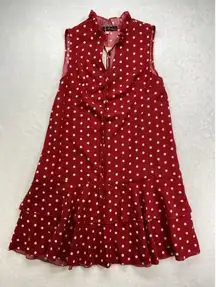 NWT Emery Rose Women's Dress Size Small Red White Polka Dot Sleeveless Shift‎