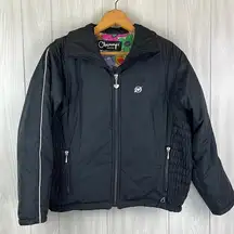 Obermeyer Womens Black Ski Jacket Size 10 Hooded Polyester Outdoor Snowboard