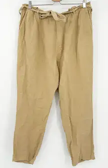 Cynthia Rowley Womens Beachy Linen‎ Blend Belted Pull On Paper Bag Pants Size XL
