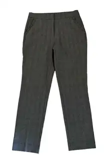 Zara Basic Gray Plaid Ruffle Pockets High Waist Straight Leg Pants SZ S #2010