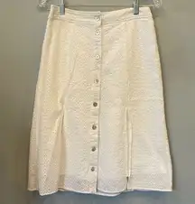 Elegant white Button-Down Skirt with two front slits