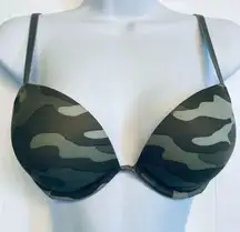 Victoria's Secret PINK Wear Everywhere Super Push-Up Bra 34B Green Camo