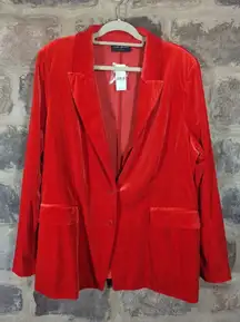 Lane Bryant Jacket Blazer Women's 22 Red Luxe Velvet NEW‎ Holiday Career