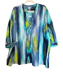 Catherines Blouse Womens 4X Multicolor Sequin Stripe Button Up Shirt Top Ladies