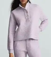 Everlane The Organic Cotton Quilted Mockneck Sweatshirt Lilac Purple Size XL