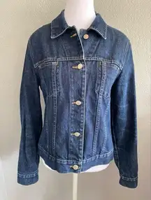 The Limited Denim Jean Jacket Dark Wash preppy classic timeless coat Medium EUC