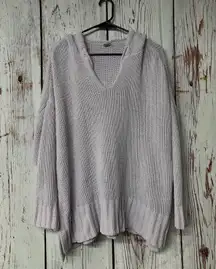 Aerie Oversized Chunky Loose Knit Split Hem Hooded Sweater -Lavender /Size Small