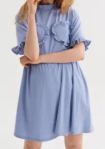 Lazy Oaf Blue Frilly Hearts Dress Babydoll Dress