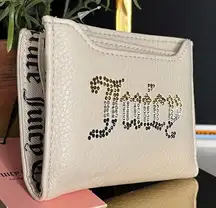 Juicy Couture Angel Cream Bifold Wallet w/ Pull-Out Card Case Ombré Stones NWT