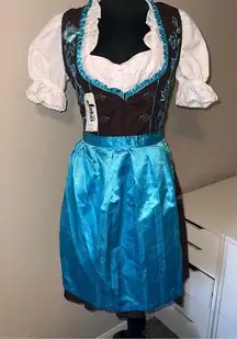 Lukas Dirndl Authentic Bavarian Trachten Dirndl Dress Apron and Blouse Size 34