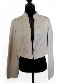 Decree‎ Khaki Cropped Military Jacket XL Y2K Fall Neutral Layer