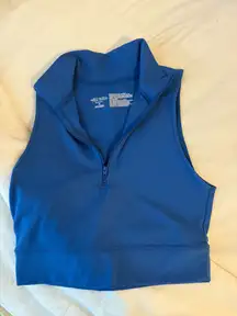Blue quarter zip workout top sleeveless