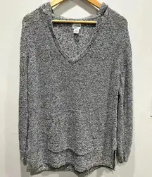 Chicos Women’s Gray Black Speckled 100% Linen Casual Pull Over‎ Hoody 2