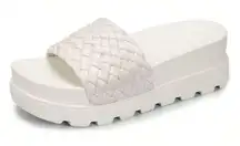 Boutique Platform Sandals Braided Strap Flatform Slide wedge white size 11