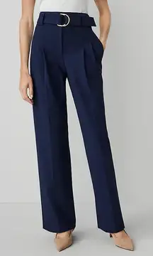 NWOT Ann Taylor The Belted Straight-Leg Pant Pure Sapphire Size 14 Workwear‎