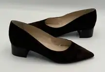 Elodie Suede Chocolate Brown Block Heel Pumps 38 US 7